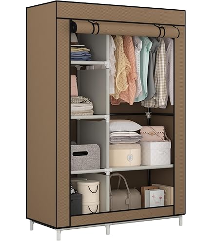 Closet Organizer Kledingopslagplanken Niet-geweven Stoffen Hoes Met Zijzakken 105 45 170 Cm Zwart Kledingkast