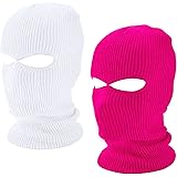 TSLBW 2 Pcs Ski Mask Balaclava 2-Hole Full Face Cover Winter Knitted Balaclava Warm Face Cover for Cycling Skiing Outdoor Spo