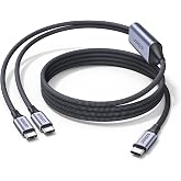 UGREEN 140W 2in1 USB Cケーブル タイプC 二股 充電ケーブル PD3.1 急速充電 2台同時充電対応 1.5m | E-Marker チップ 高耐久ナイロン編み iPhone 17/16pro / MacBook Pro/Gal