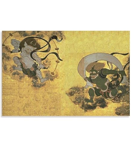 中尾変　アート（大サイズ）　現代アート　風神雷神図 Amazon.co.jp: アート 風神雷神図ポスター1 パネル キャンバスウォール