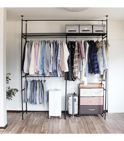 Amazon｜アビライト ツッパリ式クローゼットハンガーラック(奥行30cm