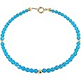ロイヤルジュエリー 3mm 18k k18 １８金 ミラー ゴールド ターコイズカラー クリスタル ブレスレット アンクレット
