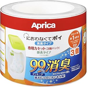 Aprica (アップリカ) 紙おむつ処理ポット におわなくてポイ 消臭タイプ 専用カセット 微香3個パック 09125 「消臭」・「抗菌」・「防臭」可