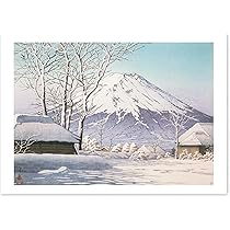 吉田博、【北海波静　利尻山】、希少な画集より、新品高級額・額装付 珍しい版画家・吉田博画「北海波静 利尻山」彩色木版画額・画集