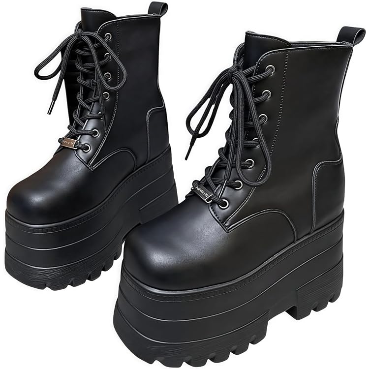 Amazon | [cnstone] 厚底ロングブーツ コスプレ ロングブーツ 編み上げ