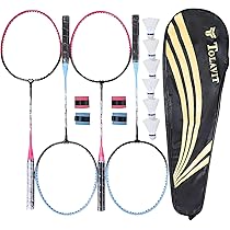 【RT 119622】 バドミントンラケット 2本セット 黒/青 2本組ラケットセット レジャー用 振り抜きやすい本格ラケット 軽量