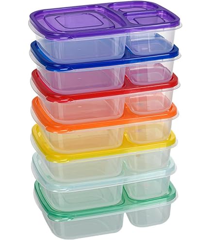 3仕切り弁当箱　７個セット Amazon | Zxyler 仕切り付き弁当箱 7 点セット プラスチック製 電子