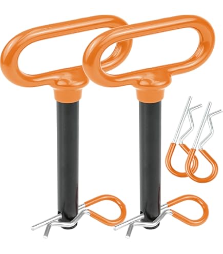 BBTO 4 Pieces Tractor Hitch Pin Trailer Hitch Pin 1/2 X 3-5/8 Inch Red Handle Hitch Pin Accessories Farm Turn Mower Towing Cargo Boat RV Car Truck Bike ATV - View #9
