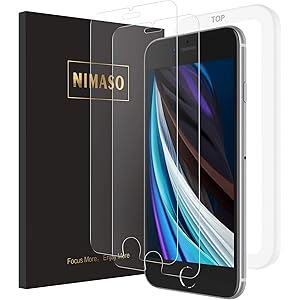 Nimaso iPhone SE 第2世代 (2020) / iPhone8 / iPhone7 用 強化ガラス液晶保護フィルム【ガイド枠付き】【2枚セット】