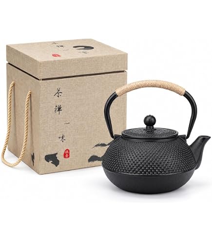 Amazon | 南部鉄器 鉄瓶 急須 腰張型 亀甲アラレ 0.5L 及春鋳造所 焼杉