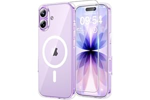 TAURI for iPhone 17 Case 6.3" with Screen Protector, Compatible with MagSafe, Camera Lens Full Protection, Military-Grade Protection, Shockproof Transparent Back Magnetic Bumper Phone Cover - Clear