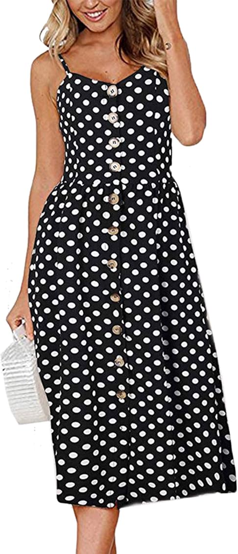 Button Down Swing Midi Dress 