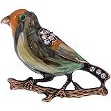 アリランアンティークGoldenクリアクリスタル色付きラインストーンマルチBird Sparrowブローチピン