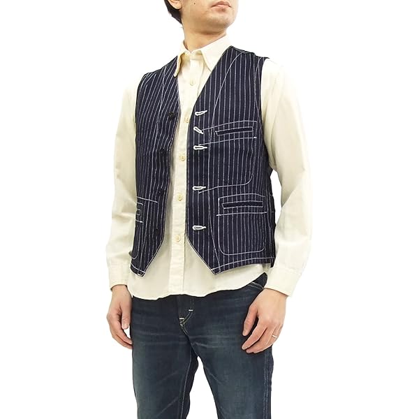 Sugar Cane ネイビー ストライプ ベスト SUGAR CANE SUGARCANE シュガーケーン #SC12654 9oz