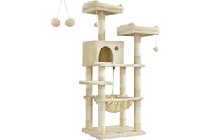 FEANDREA キャットタワー 大型猫 据え置き 猫タワー 多頭飼い 大型ハンモック耐荷重20kg 高さ143CM PCT15BE