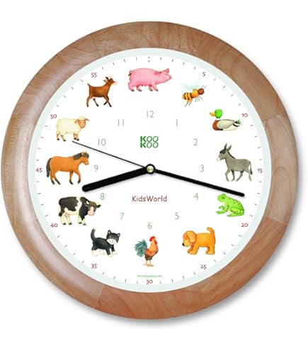 KOOKOOキッズワールド 黄色 動物の声が聞ける 掛け時計 子供部屋に最適 Amazon.co.jp: KOOKOOキッズワールド 黄色 動物の声が聞ける