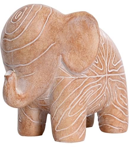 Amazon.co.jp: Land of Simple Treasures 手彫り木製象像 タイ産木製象