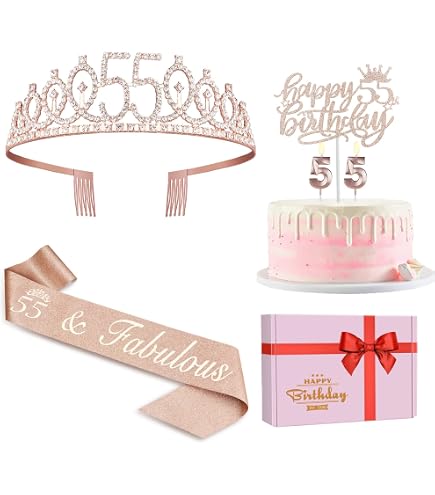 Happy 55th Birthday Banner – Vinyl, 150 X 90 Cm, Rosa, Mit Glitzer, Für Wand Oder Tischdeko