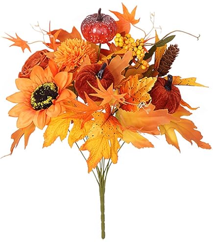 Amazon｜Ruidazon 人工秋の花ブーケ 21.6インチ 秋 フェイク