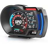 ChoiQua OBD2 メーター マルチメーター タコメーター 速度 水温 電圧 ブースト計 故障診断 警告機能 3.5インチ リアルタイム表示 日本語対応