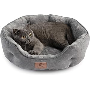 Bedsure 猫 ベッド グレー ペットベッド 犬 ペットソファー 冬 ふわふわ 柔らかい 丸洗い ペットクッション…