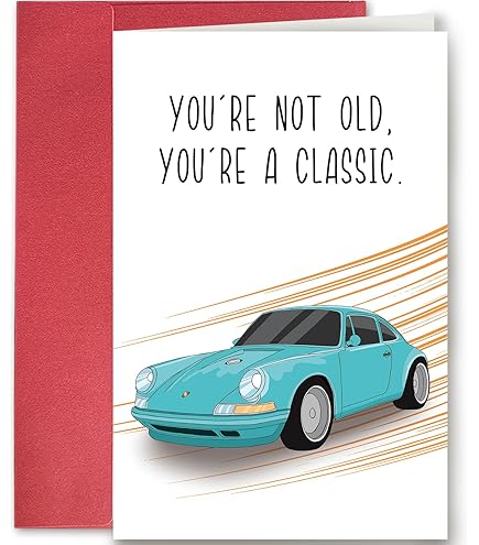 Vintage Birthday Cards For Him - Timeless & Classic Cars - Happy Birthday Card For Dad Husband Uncle Grandad From Son Daughter, Father Birthday Gifts, 5.7 X 5.7 Inch Seasonal Greeting Cards - View #3