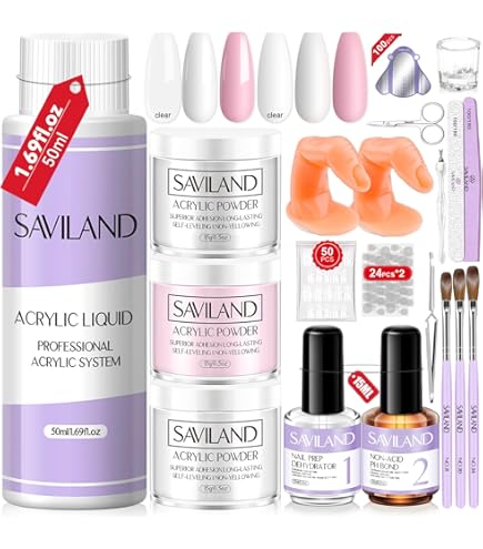 Amazon.co.jp: Saviland アクリルネイルキット - 3色クリアホワイト