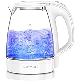 HAGOOGI Electric Kettle, Glass Kettle, 0.4 gal (1.2 L), Heat Resistant Glass/Boiling Automatic Shut-off Function, Empty Firin