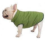 SMALLLEE_LUCKY_STORE ペット服犬服秋冬 ベストダウンジャケット 防寒 洋服小型犬中型犬 無地コート かわいい フレンチブルドッグ 服,グラスグリーン,XL