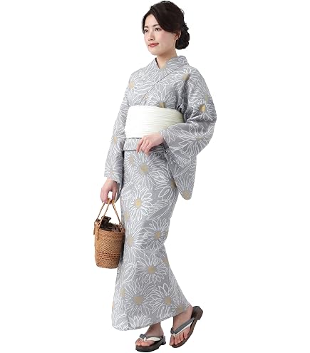 Amazon.co.jp: 夏色の向日葵しらべ藍Dita オトナ浴衣 ゆかた・帯・下駄