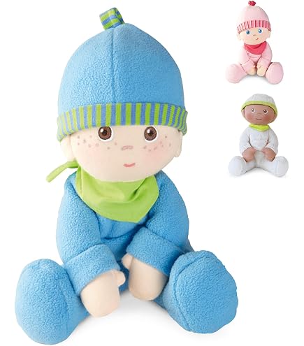 Haba William 12" Soft Boy Doll With Black Hair And Embroidered Face