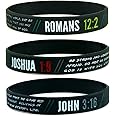 Ezekiel Gift Co. Christian Wristbands for Guys (6-Pack) - John 3:16, Romans 12:2, and Joshua 1:9 - Religious Bible Gifts for 