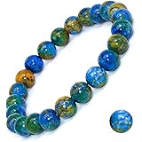 DAZCOLO Natural Gemstone Bracelet 7.5 In Stretch Gems Stones 8mm (0.31") Round | Beads Healing Crystals Quartz | Chakra Brace