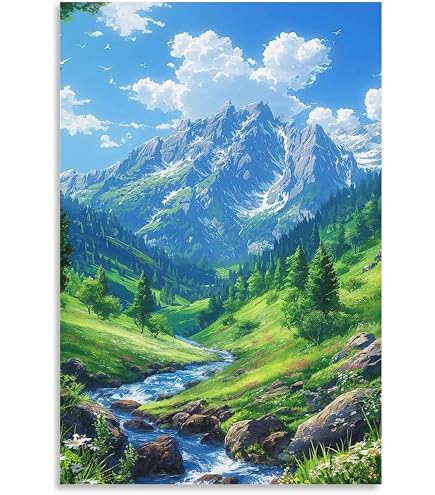 自然風景画 Garry サイン入り Amazon.co.jp: ポスター 山 自然 風水 絵 