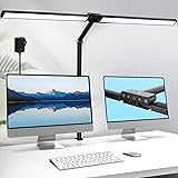 Rimposky Architect Desk Lamp, LED Desk Light for Office Monitor 78cm Wide, 24W Double Head Workbench Metal Clamp Light for Re