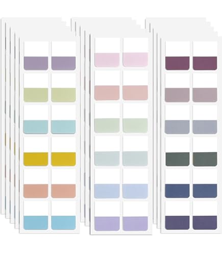 EIKODO-360 PCS 1 Inch Colored Book Sticky Index Tabs Self Adhesive Repositionable Page Tabs Textbooks Notebooks Planners File Classification 18 Color
