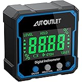 AUTOUTLET デジタル角度計 アングルメーター レベルボックス 4x90° 大型EBTN LCDディスプレイ 小型 防水 防塵 持ち運び便利 読みやすい 自動電源オフ/較正/自動反転機能 キャリーバッグ/バッテリー付き 角度ファインダー 傾斜計