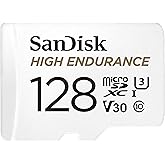 Sandisk High Endurance microSDXC Card, SQQNR 128G, UHS-I, C10, U3, V30, 100MB/s R, 40MB/s W, SD adaptor, 2Y, White (SDSQQNR-1
