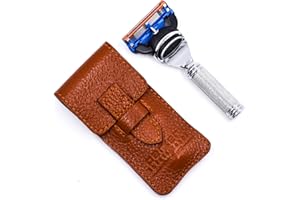 Parker Travel Fusion Safety Razor – Compact 2.75″ Fusion-Style Razor with Luxurious Saddle-Leather Sheath & 1 Gillette Fusion