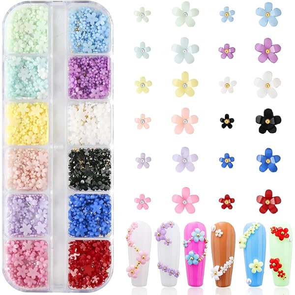 Amazon | ネイルパーツ 花 60個入り 3D 立体 お花パーツ 樹脂 可愛い