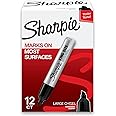 Sharpieブラック 12本セット 極太 油性ペン マーカー カラーペン セット アート イラスト 塗り絵 描画 スケッチ デコレーション 入学 入園 準備 カード 名前書き プラ板 シャーピー