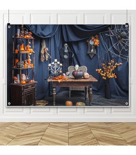 Amazon | Qinunipoto 背景布 ハロウィン 写真撮影用 写真の背景 happy