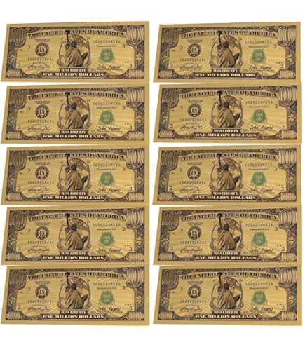 Amazon.co.jp: YIQILAFADA 100万ドル札 5個 カラーゴールドメッキ紙幣