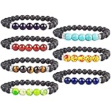 YISSION 7 Chakra Bracelets Lava Stone Diffuser Bracelet Aromatherapy Essential Oil Bracelet Anxiety Calming Bracelet Meditati