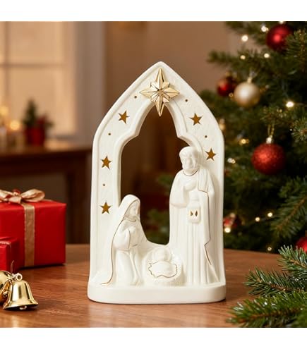 Amazon.co.jp: 10 Piece White Porcelain Miniature Nativity Figurine