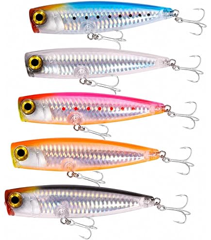 Amazon.co.jp: 7cm/9.4g トップウォーター浮きポッパールアー5色セット