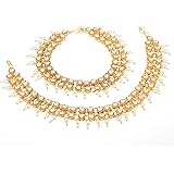 Efulgenz Indian Bollywood Crystal Rhinestone Faux Kundan Wedding Bridal Anklet Set (2 pc) Bracelet Payal Foot Jewelry