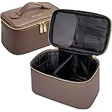 Rownyeon バニティポーチ メイクポーチ 化粧ポーチ クッションポーチ 大容量 ブラシポケット トラベル 防水 軽量 持ち運び かわいい おしゃれ 化粧道具 グレー