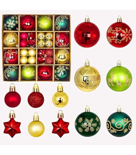 クリスマスオーナメント 赤金・金緑 雪の結晶 Amazon.co.jp: Valery Madelyn クリスマス オーナメント 5cm 35個 セッ