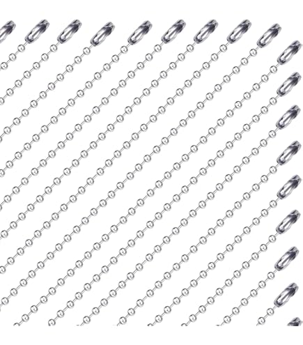 Wuuycoky Catena A Sfere In Metallo, 80 Pezzi, Colore Nero, Lunghezza 150 Mm, Diametro Sfera 2 Mm - Ideale Per Portachiavi E Bigiotteria Fai Da Te